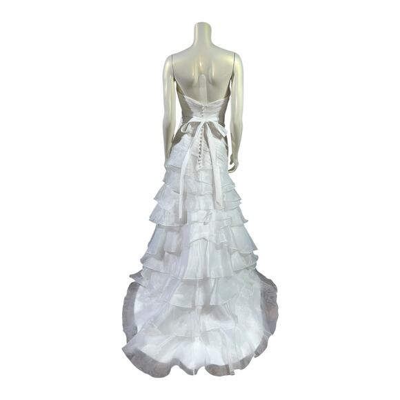 Allure Bridal P840 White A-Line Wedding Strapless Tiered Size 8 $1700 Retail - Picture 3 of 11